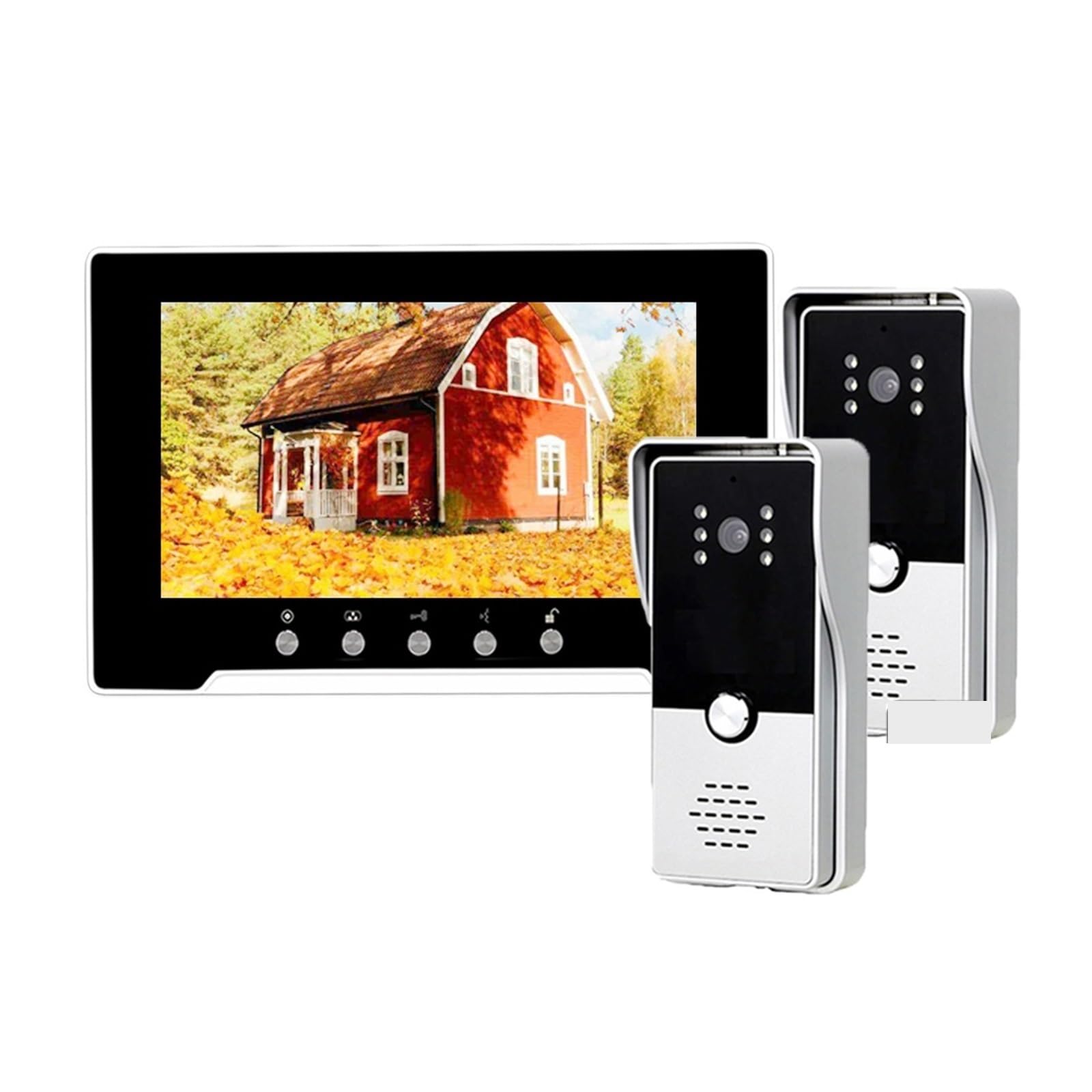 Ekran Dotykowy Wifi Bezprzewodowy Wideodomofon System Dzwonka Do Drzwi 1080P Nagrywanie Wykrywania Ruchu Dwukierunkowa Transmisja DźWięKu(Set 3 Add 32G TF Card)