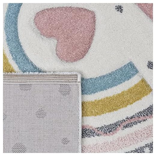 Paco Home Alfombra Infantil, Alfombra Pastel Habitación Infantil con Nubes 3D Y Motivos De Estrellas Arcoíris, tamaño:120x170 cm, Color:Multicolor 2