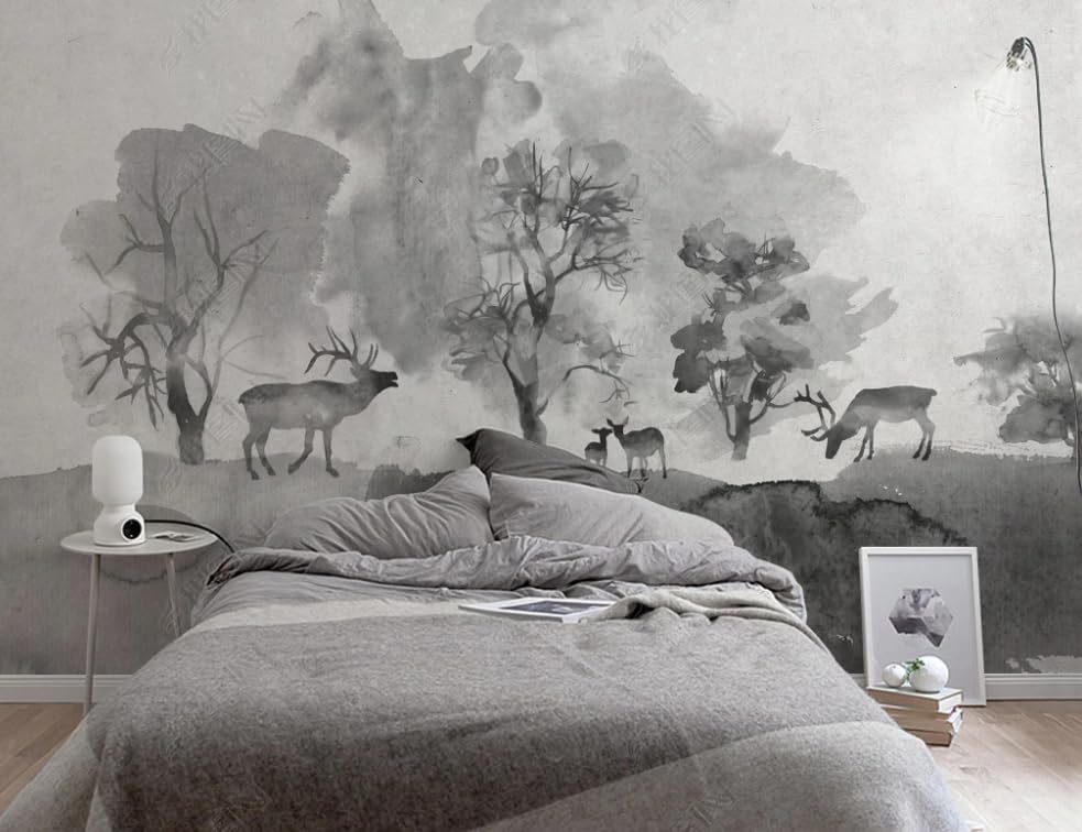 Papier peint intissé forêt de cerfs poster géant mural de salon