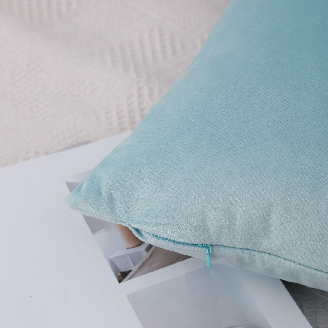 MoonRest - Pack of 2, Velvet Decorative Pillow Cover Set, Cozy Soft with Hidden Zipper Solid Color for Sofa Bedroom Car Couch Throw Pillow 22 x 22 Baby Blue