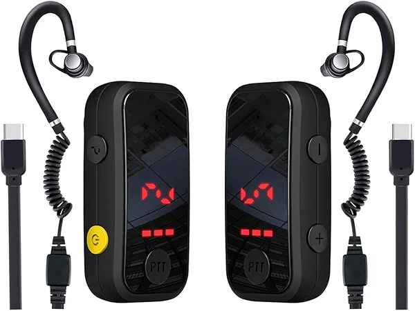 Super Mini Walkie Talkies Pro with Waterproof, Two Way Radio with Earpieces for Adults, Outdoor, Hiking, Baseball, Restaurant 2 Pack