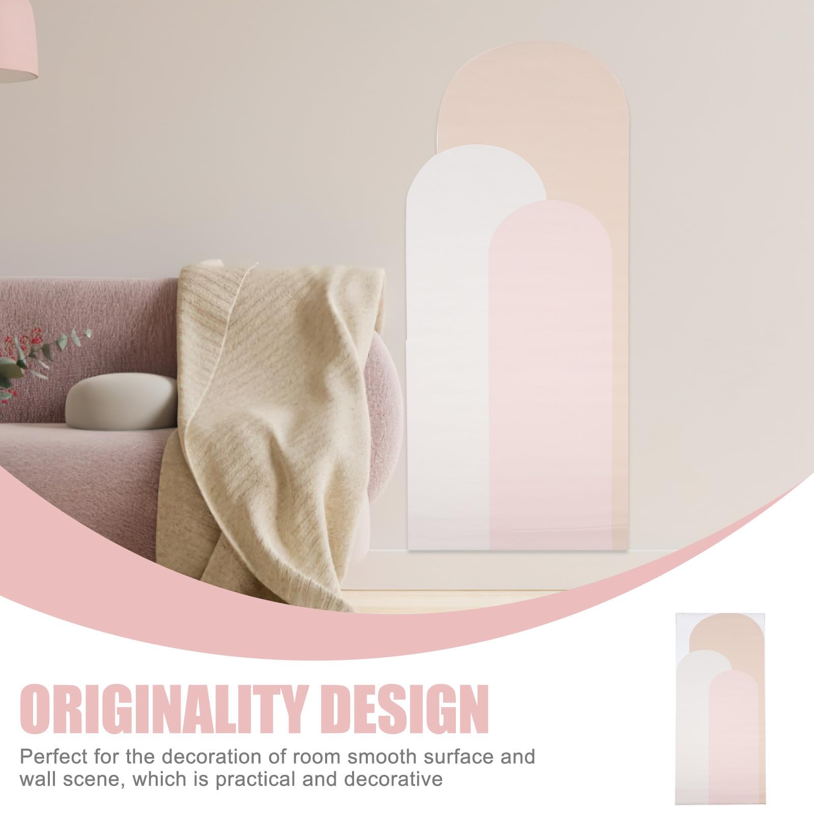 jojofuny Calcomanías de Pared Bohemias de Pvc Diseño Geométrico en Forma de Media Luna, Fácil y Rápida Instalación para Decoración de Sala de Estar y Dormitorio, Pack de 2 Piezas