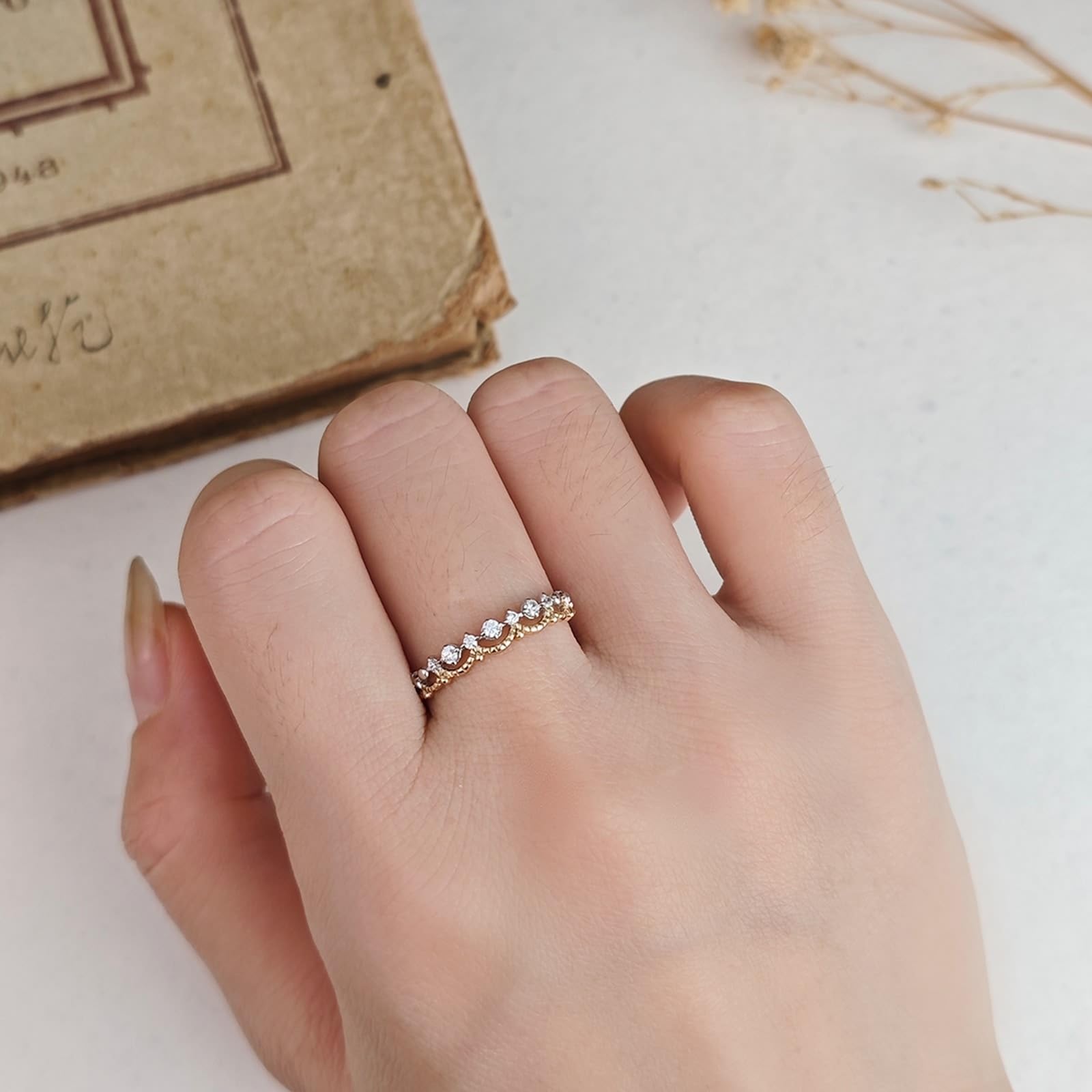 Eheringe 9K/14K/18K Bicolor Echtschmuck mit Diamant, Krone Zweifarbig Bicolor Au 375/585/750 Hochzeitsring Gr.47-65