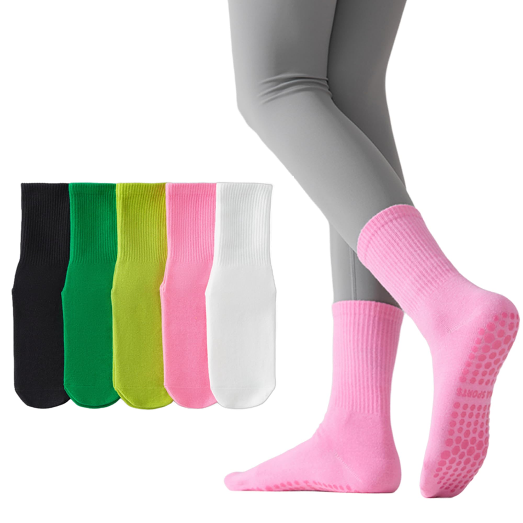 FESIMNUCV Women's Yoga Socks, Socks with Grips for Women Non-Slip Grip Socks for Pure，Ballet