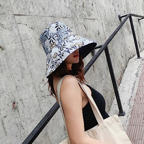Huamulan Women Floral Reversible Wide Brim Sun Hats Summer Uv Protection Hiking Fishing Hat Wired Edge Beach Garden Lawn Work Cap Chin Strap #TOP7