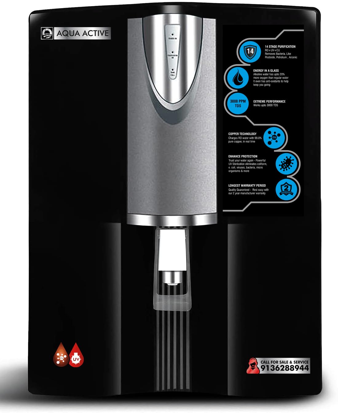 Aqua Active Water Reverse Osmosis Alkaline Water Filtration System – 14 Stage RO Water Filter with ABS Tank – 1100 Inline filter – with Alkaline Filter for Added Essential Minerals – 100 GPD Pump-image-49