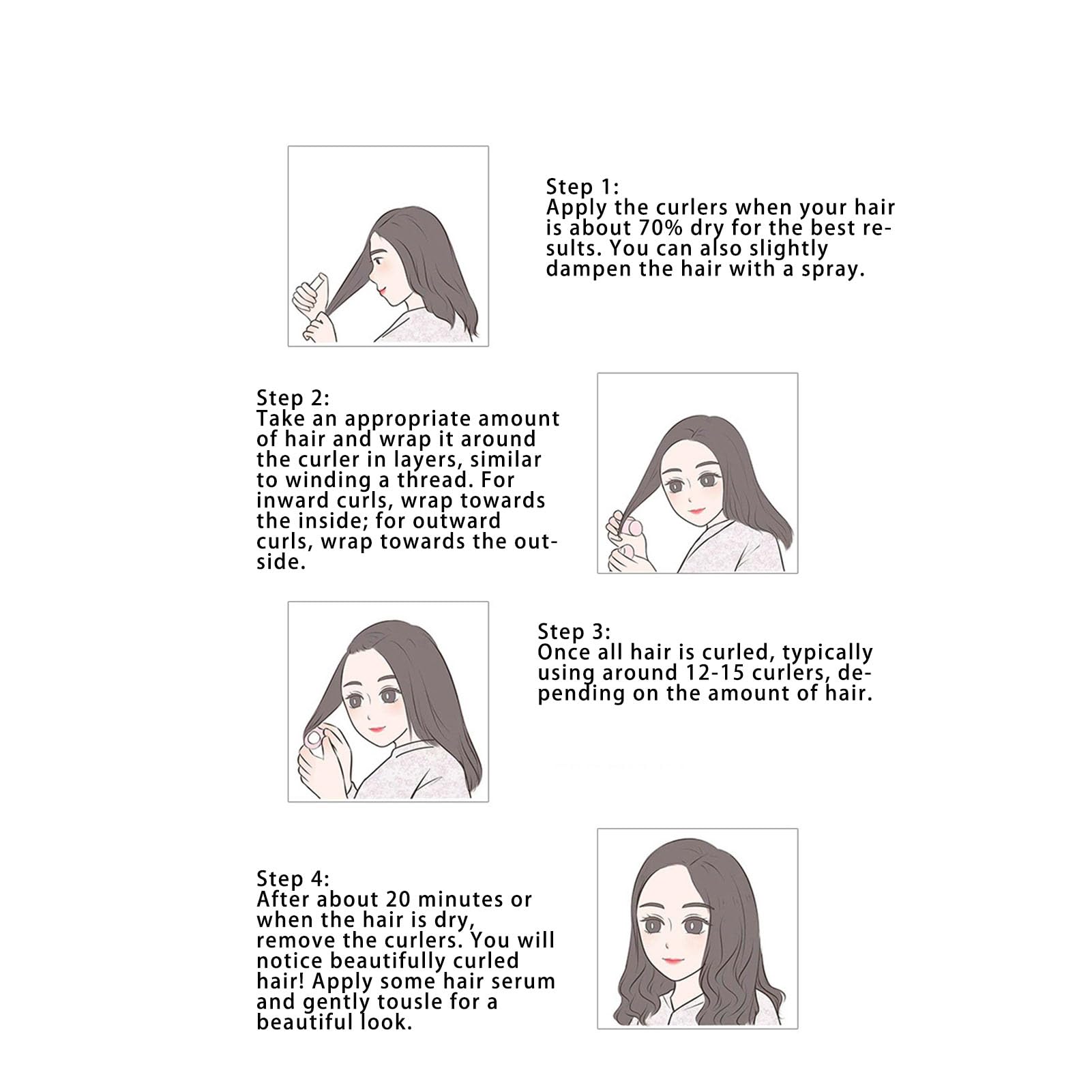 SENECESLI Juego de Rulos para el Cabello, Rulos de Plástico Suave sin Calor para Rizos Suaves, con Clips y Pasadores para Peinar con Volumen, para Peluquería, Uso Doméstico (Juego de para el