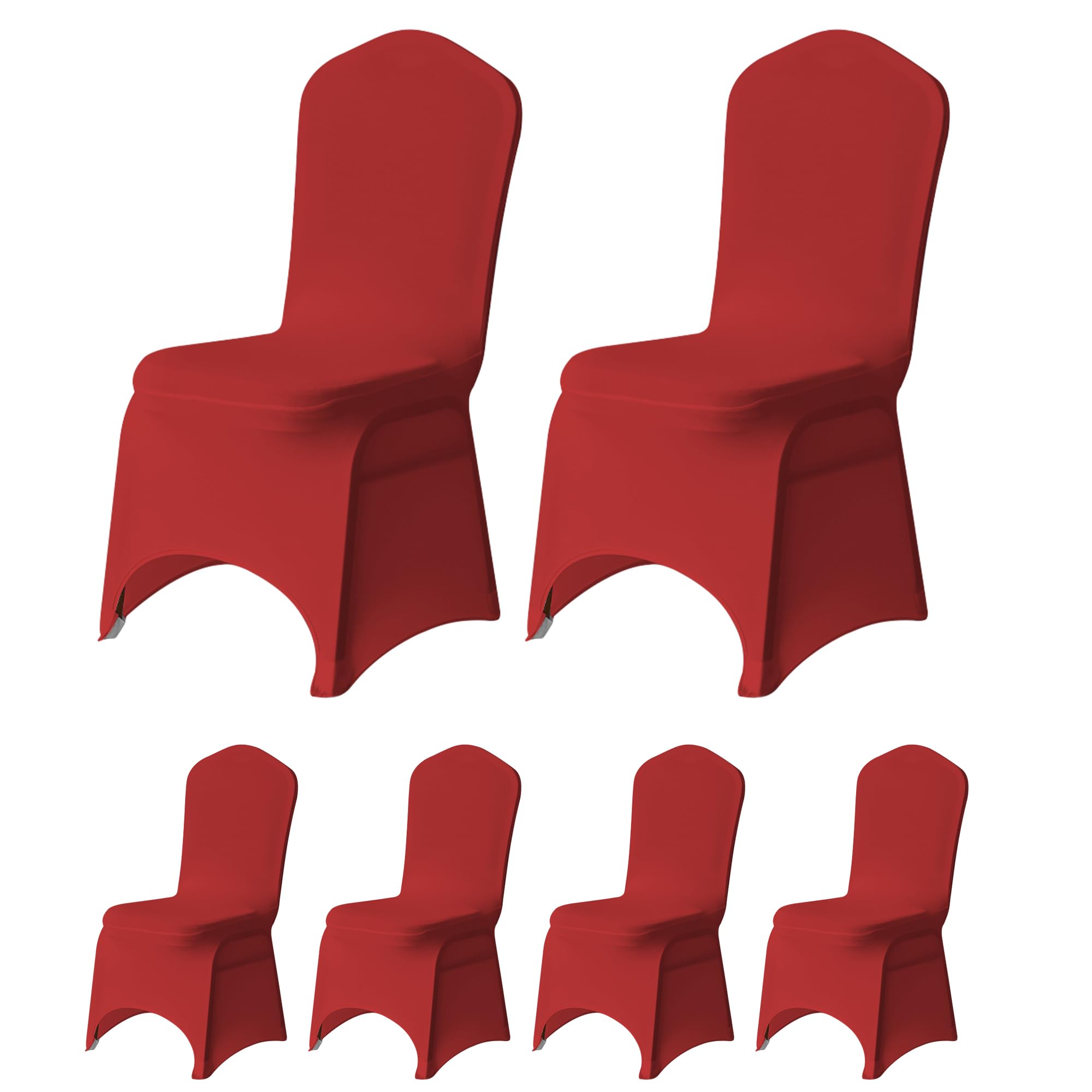 Trimming Shop 8pcs Red Wedding Chair Covers Stretch Slipcovers