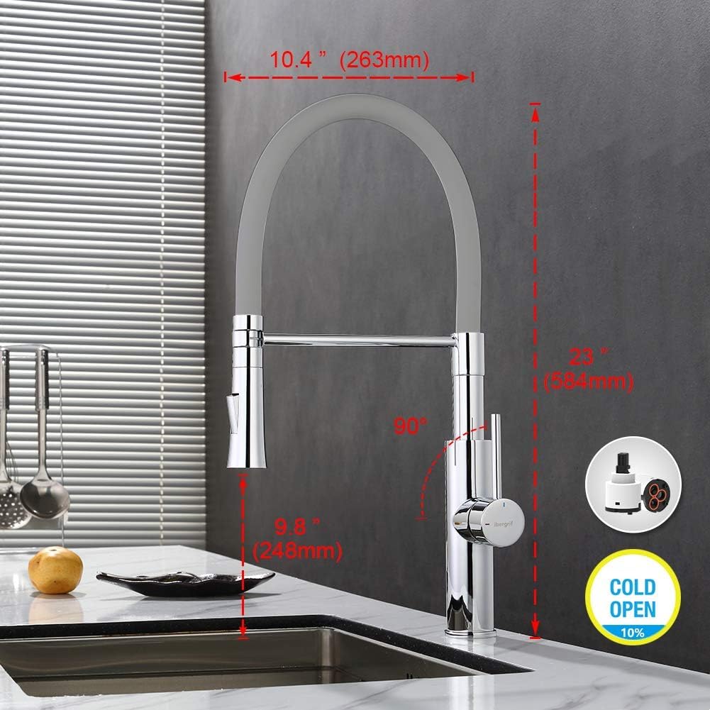 MICE COLLECTION - Grifo Mezclador de Cocina Profesional con Ducha de Mano y Caño Flexible, Griferia para Fregadero Monomando Extensible Gris MICE22115-9
