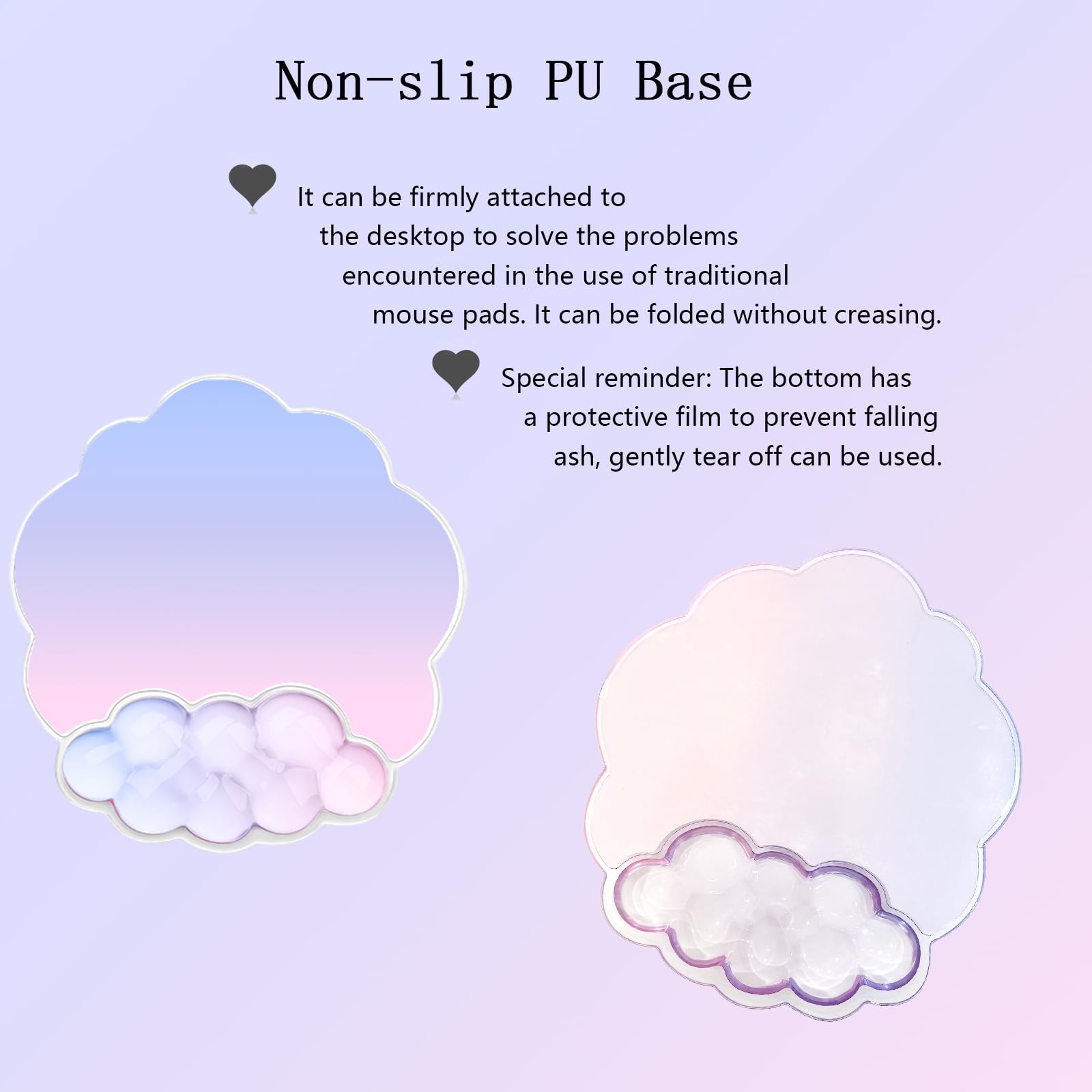 Gel-Cloud-Handgelenkauflage, Tastatur, transparentes Mauspad mit Handgelenkauflage, 3-teilig, ergonomischer Acryl-Untersetzer, rutschfeste Unterseite, niedlich, transparent, cooles Handgelenkpolster