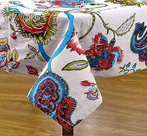 AROHI International Cotton Floral Square Table Cover (Multicolour, 40 x 40 Inch, Pack of 1)