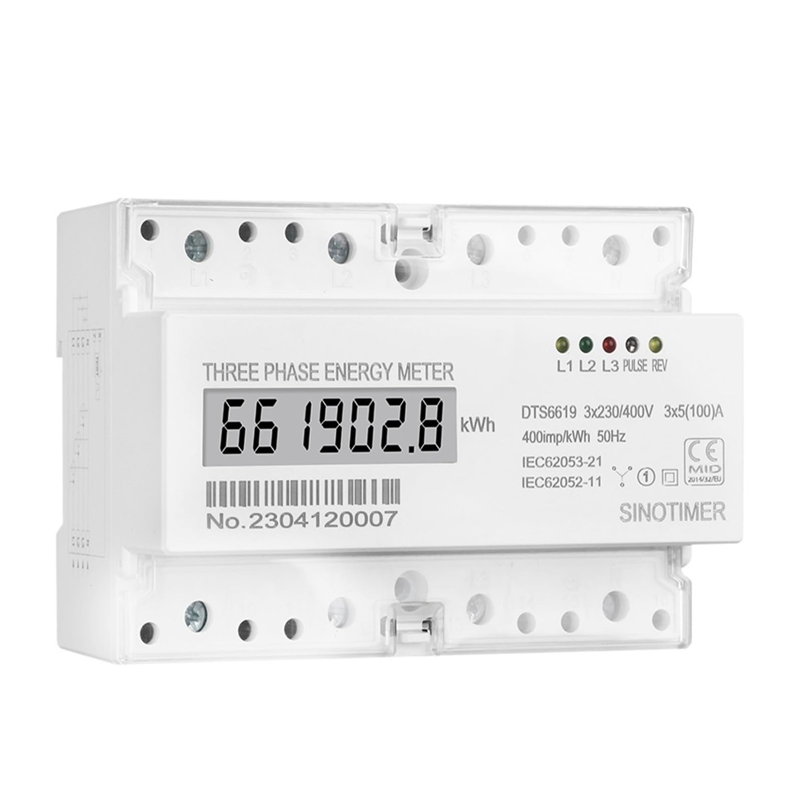 4-żyłowy trójfazowy cyfrowy licznik energii elektrycznej, monitor zużycia energii kWh, montaż na szynie DIN AC 380V 400V 100A 50 Hz (wyświetlacz LCD)