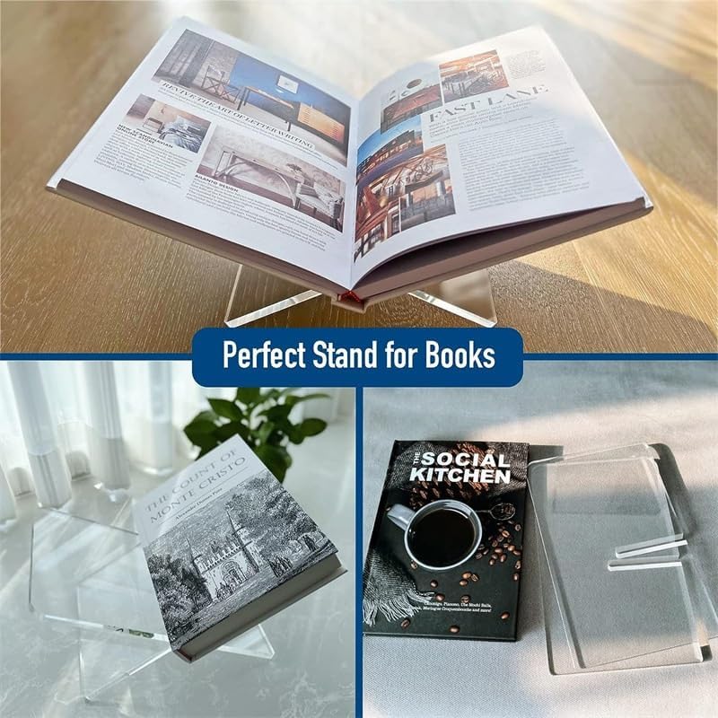 Acrylic Book Stand Transparent Reading Rack Multi Functional Holder