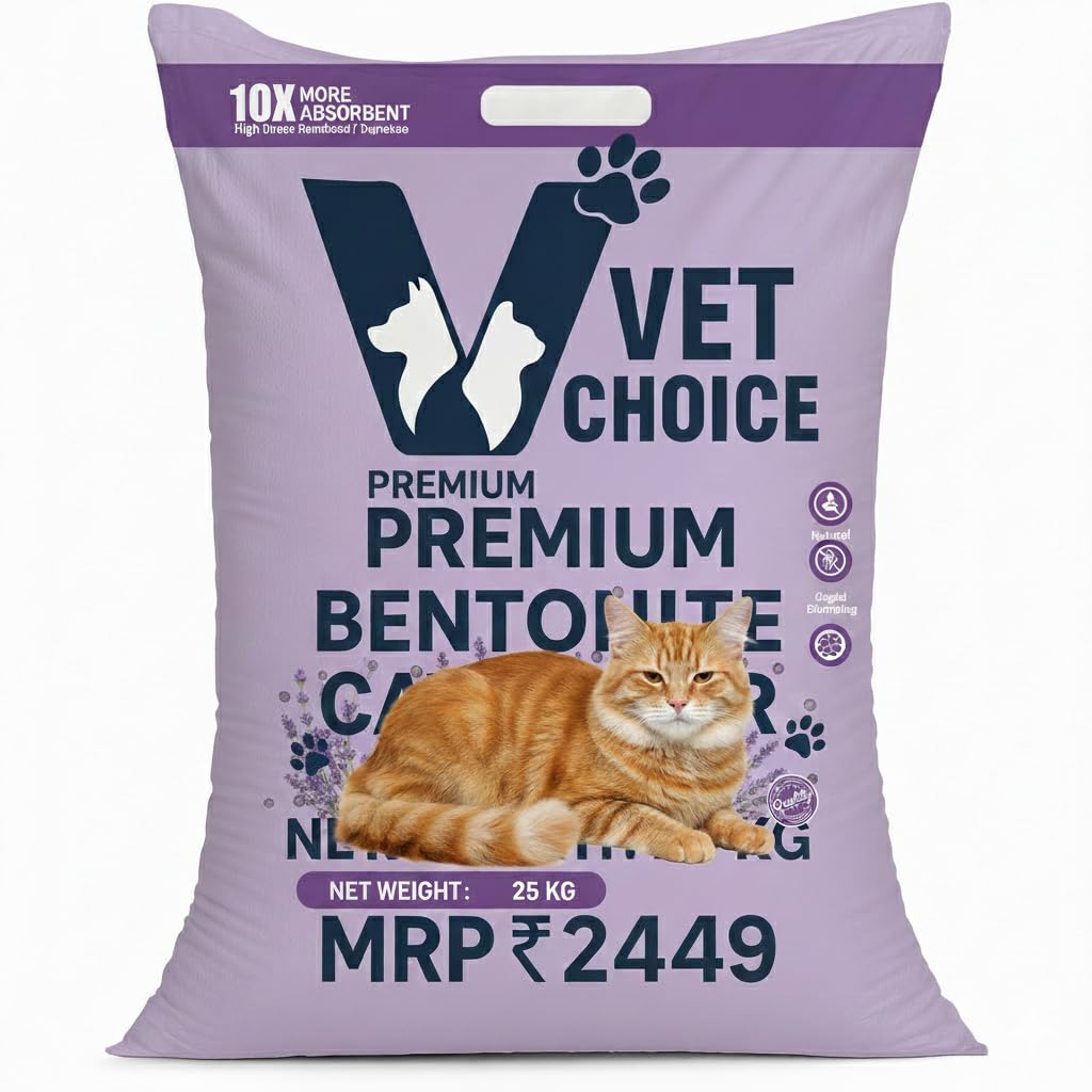 Bentonite Lavender Cat Litter – 25kg Super Fast Clumping, Fresh Floral Scent, Dust-Free, Long-Lasting Odor Control