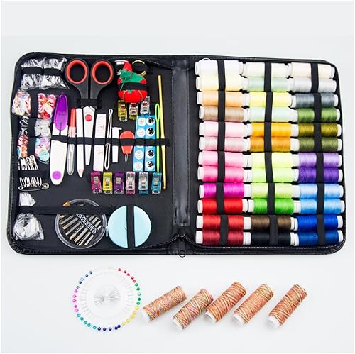 Kit de costura de 229 piezas para adultos, fácil de usar, kit de aguja e hilo con suministros de costura y accesorios básicos de viaje, kit de