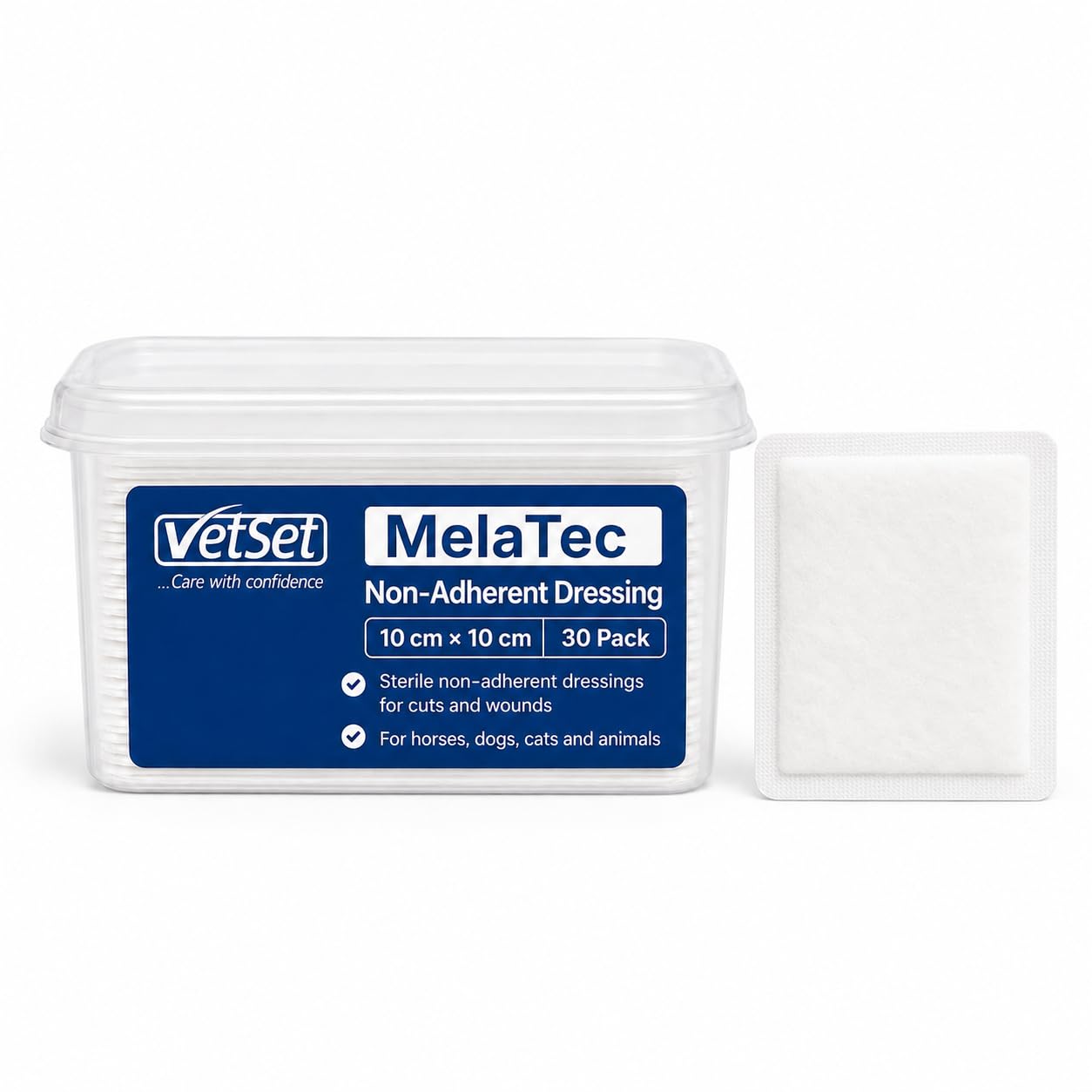 VetSet MelaTec Non-Adherent Wound Dressings 10cm x 10cm 30 Pack