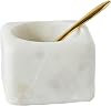 Creative Co-Op Square Marble Bowl with Brass Spoon, White
