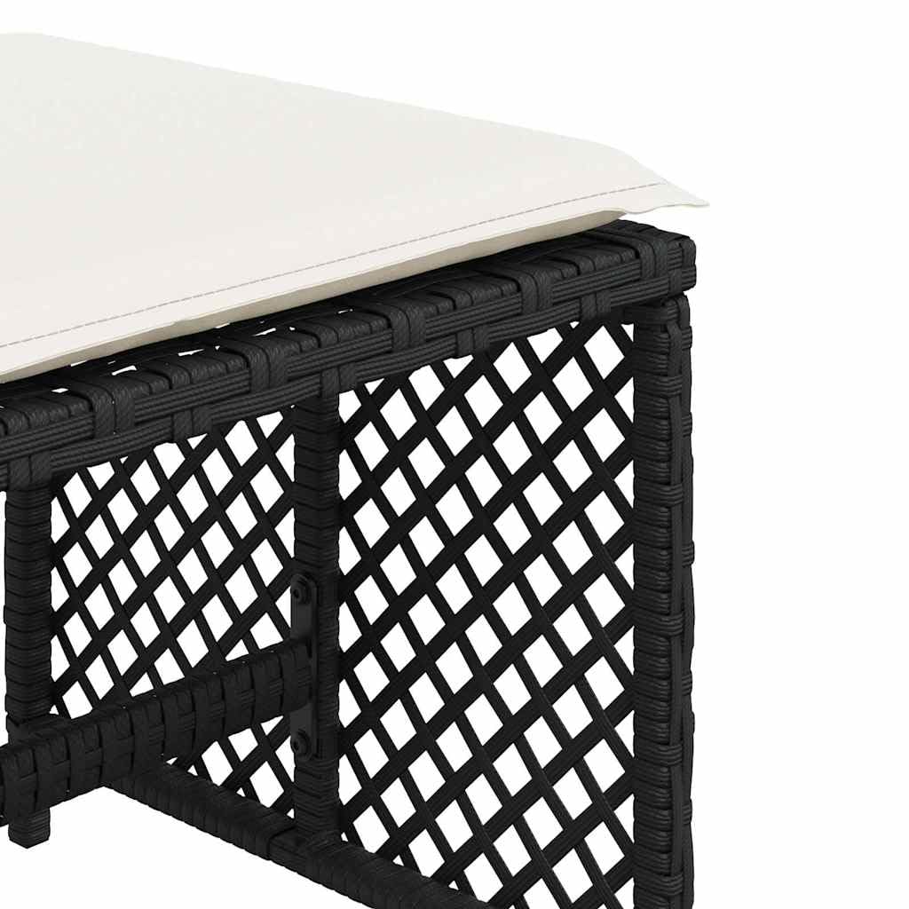 Mangloder - Sgabello da giardino con cuscino, 4 pezzi, nero, 41 x 41 x 36 cm, in polyrattan, resistente alle intemperie, ai raggi UV, in acciaio verniciato a polvere, per balcone, terrazza, salotto