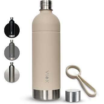 Bottle for Aarke Carbonator 3 & 2 Smeg Brita SodaOne Sodapop Cooper & Philips GoZero - 1.3L Stainless Steel Replacement Bottle Dishwasher Safe Alternative Aarke Bottle - with Carry Handle Sand 1x