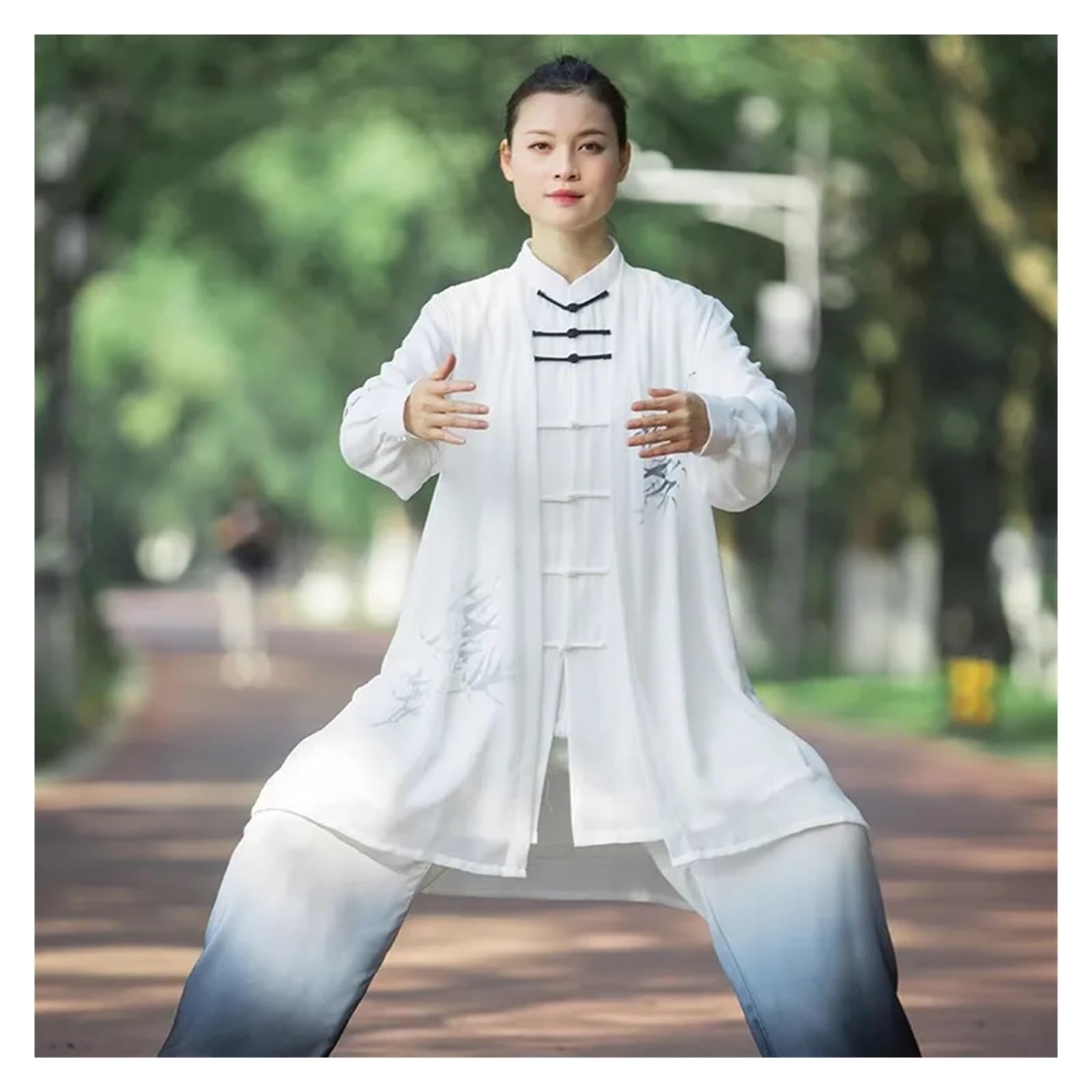 Traje de Tai Chi Color degradado manga larga, traje práctica, conjunto actuación artes marciales