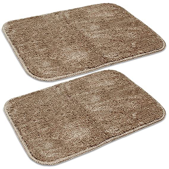 D.R Drapes Moroccan Microfiber Rugs Size 40x60cm Color Beige, Pyle Hight 1.2 inch.(Pack of 2pcs) Doorstep