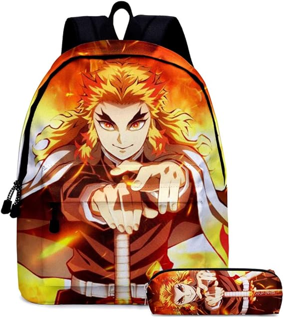Amazon Co Jp 鬼滅の刃 リュックサック ペンケース 2点セット煉獄 杏寿郎 れんごく きょうじゅろう バックパック バッグ 多機能 通学 通勤 男女兼用 レディース メンズ おしゃれ 3dプリント かばん アニメ 萌えグッズ ギフト プレゼント シューズ バッグ
