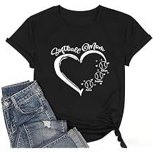 Godashop Personalized Softball Mom Shirt, Custom Name on Sleeve, Gift for Mothers Day