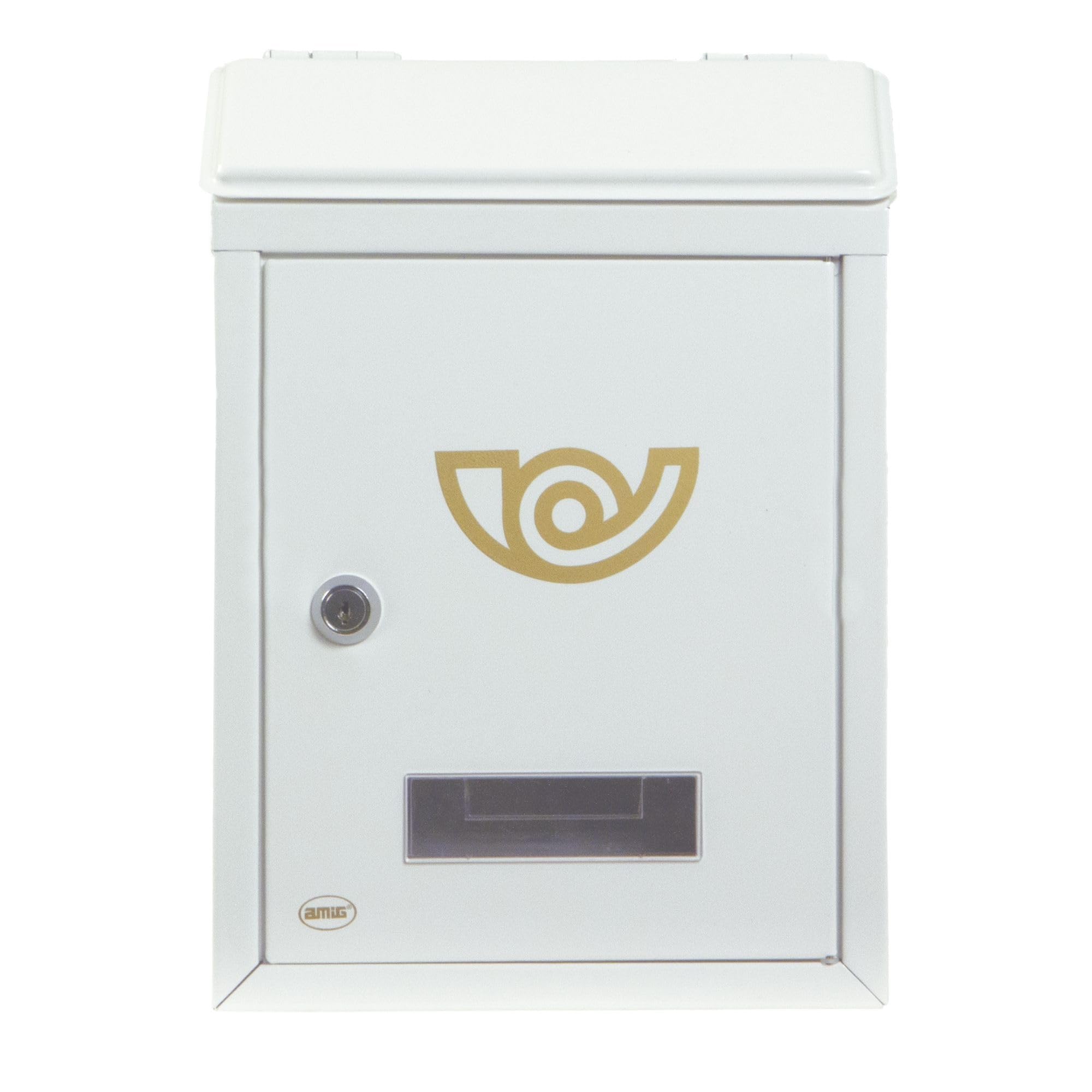 Amig - Cassetta postale da esterno formato mini - Realizzata in acciaio legato - Misura: 29,5 x 21 x 6,2 cm - Installazione semplice - Include 2 chiavi - Colore: Bianco