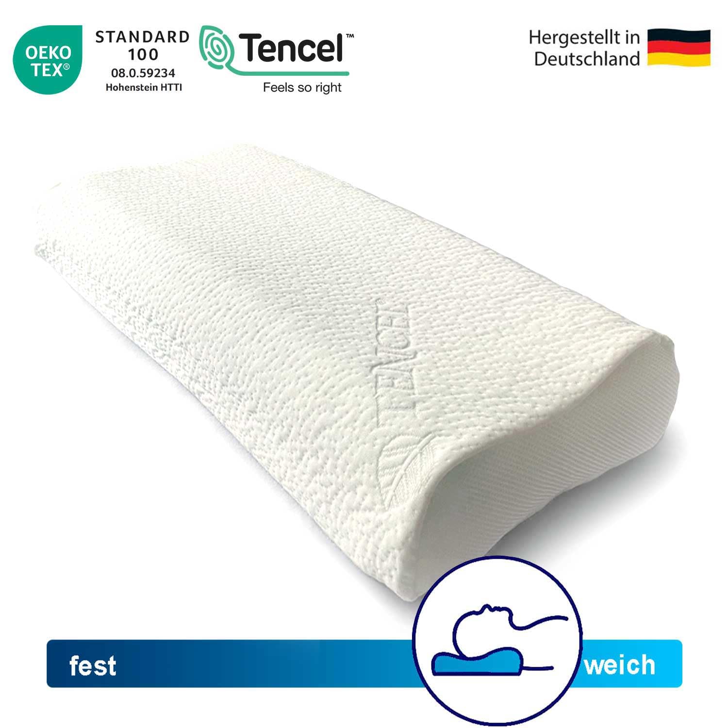 Cuscino cervicale ortopedico in memory foam, profilo cubico, altezza regolabile con strato rimovibile