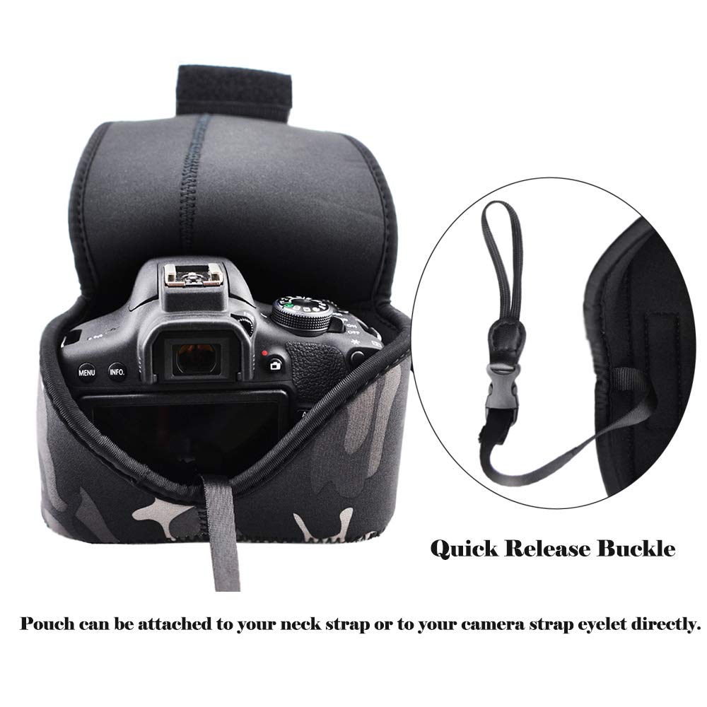 JJC Neopren Kameratasche für Canon EOS R10, OM System OM-1 Nikon Z50 Z7 Z6 D5300 D3400 D3300 Fujifilm X-T4 X-T3 X-T2 X-T1 X-M1 DSLR-Kamera mit Objektiv