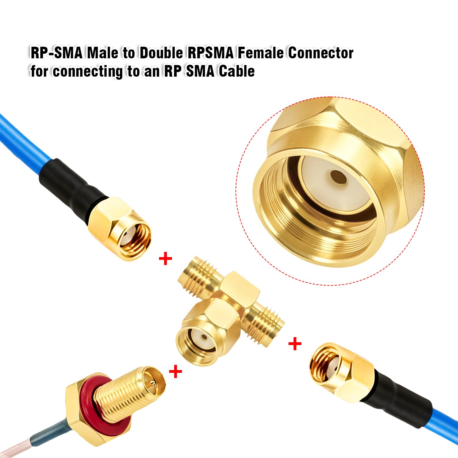2 szt. RP-SMA męski na RP-SMA żeński na RP-SMA żeński adapter RP SMA złącze koncentryczne RF do anteny radia WiFi router FPV Dron Mobile