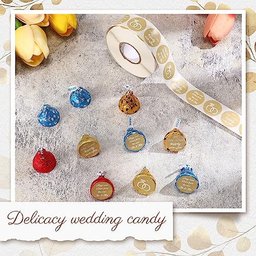 Laumoi 1000 Pcs Hugs and Kisses from The New Mr and Mrs Wedding Stickers, Chocolate Drops Labels Candy Stickers 0.75 Inch for Weddings Engagement Party Favors Decorations(Classic,Gold) - Thumbnail 6