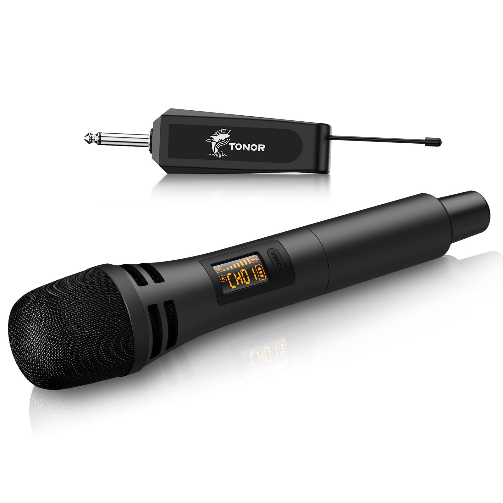 TONOR Mikrofon kabellos, drahtloses Funkmikrofon Wireless Microphone Handmikrofon dynamisch Microfono Mic mit Empfänger, 60 m für Verstärker PA Anlage Karaoke Hochzeit Party Konferenz TW310 Schwarz