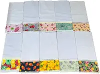 Kit 10 Peças Pano de Copa para Cozinha, 100% Algodão, Sacaria Pé de Galinha, Barrado Estampado, 50 x 70 cm