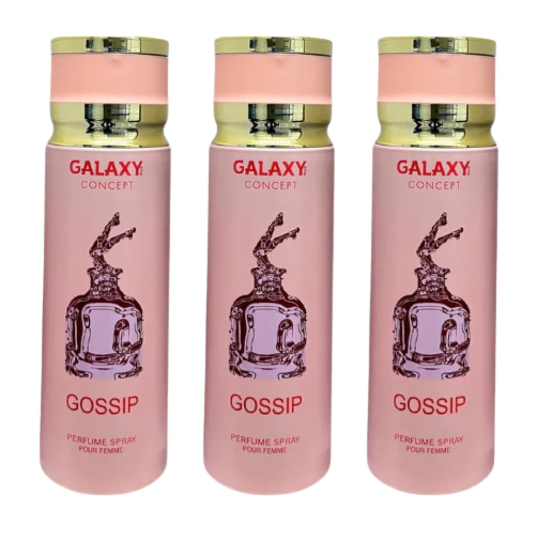 – Pack of 3 Galaxy Plus Concept Body Spray for Mens & Womens 200ml, Long Lasting Fresh Masculine Deodorant Spray Daily Wear Fragrance Collection (Gossip)