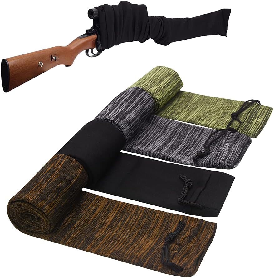 RUBY.Q Gun Socks, 4pcs Silicone Treated Gun Socks, 48 × 4in Knit Gun Socks, Flexible Design Knit Gun Hunting and Shooting Holder Socks for Rifles, Scopes, Pistol Grips & Tactical Accessories