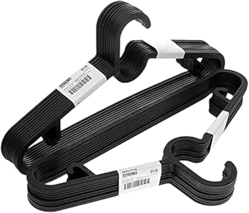 Ikea SPRUTTIG - Juego de 20 perchas ligeras, color negro, plástico, 11.4 in
