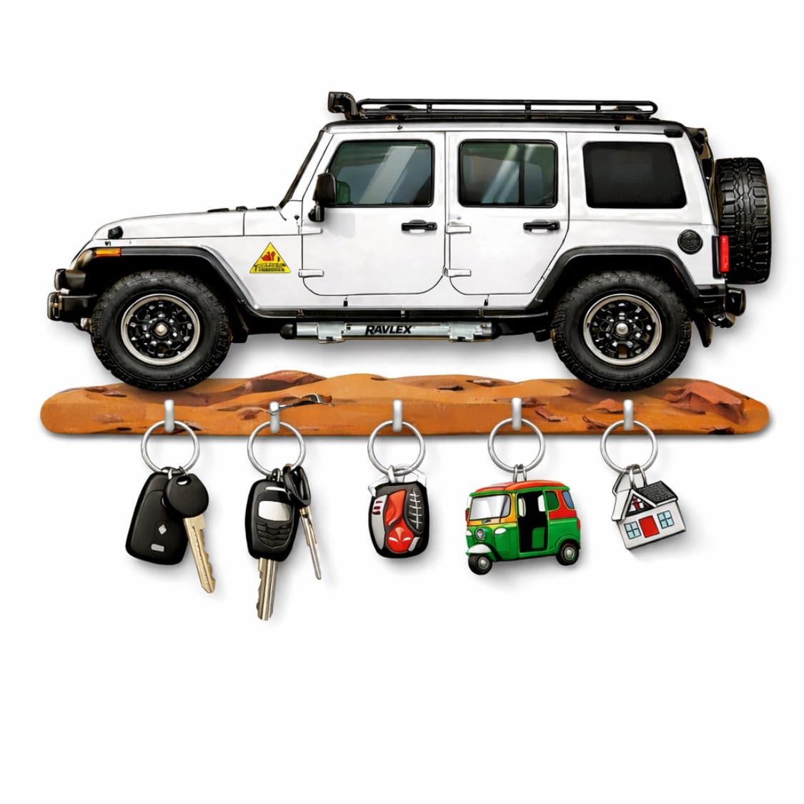 Wooden Car Key Holder - Stylish Wall Decor -1