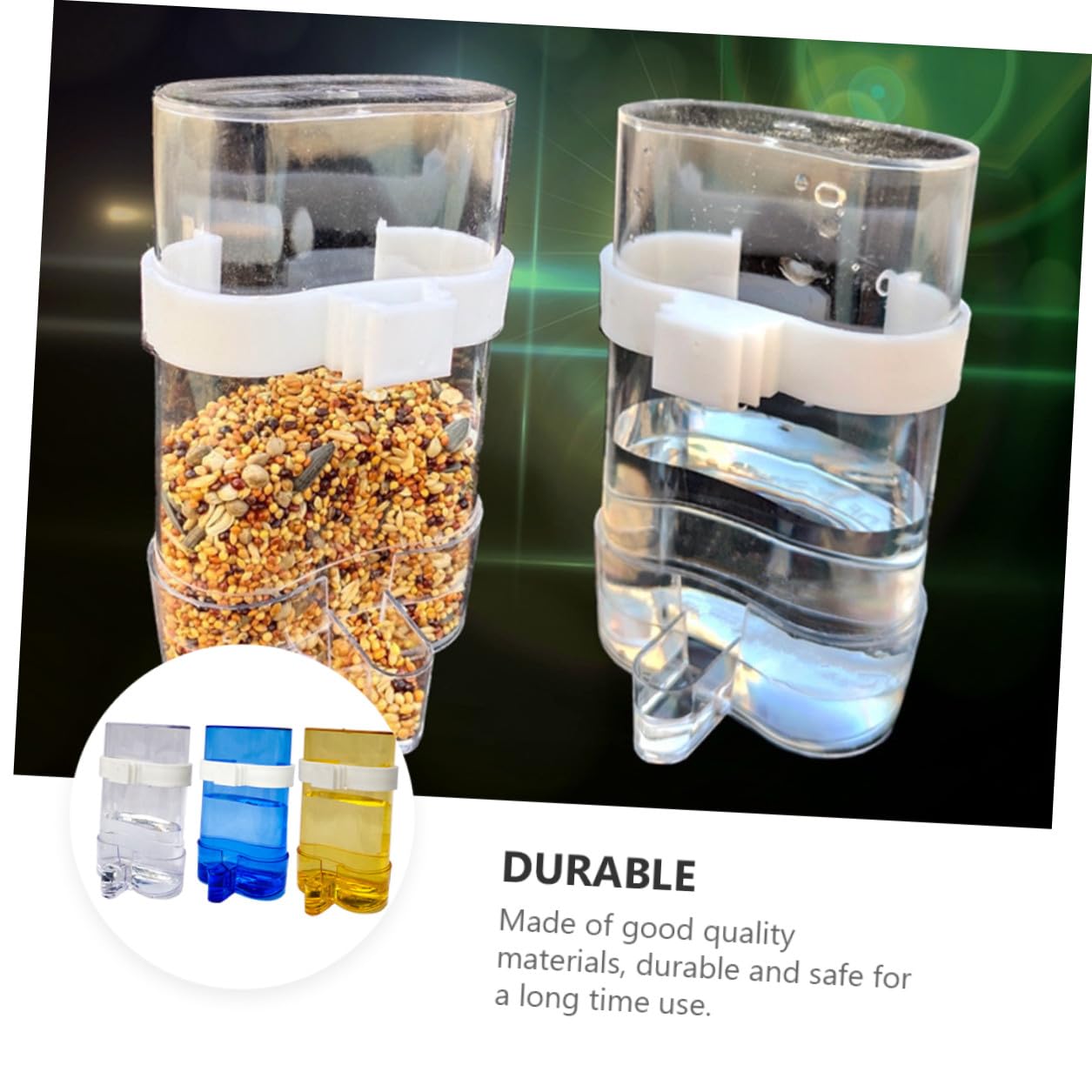 POPETPOP 12 pièces Distributeur Eau Oiseaux Extérieur Automatique Abreuvoir Suspendu Transparent et Mangeoire Cage Oiseaux pour Perroquets et Perruches