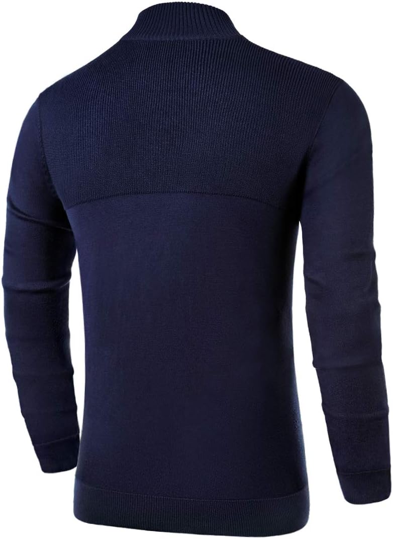 NITAGUT Mens Slim Fit Zip Up Mock Neck Polo Sweater Casual Long Sleeve Sweater and Pullover Sweaters with Ribbing Edge - Image 3