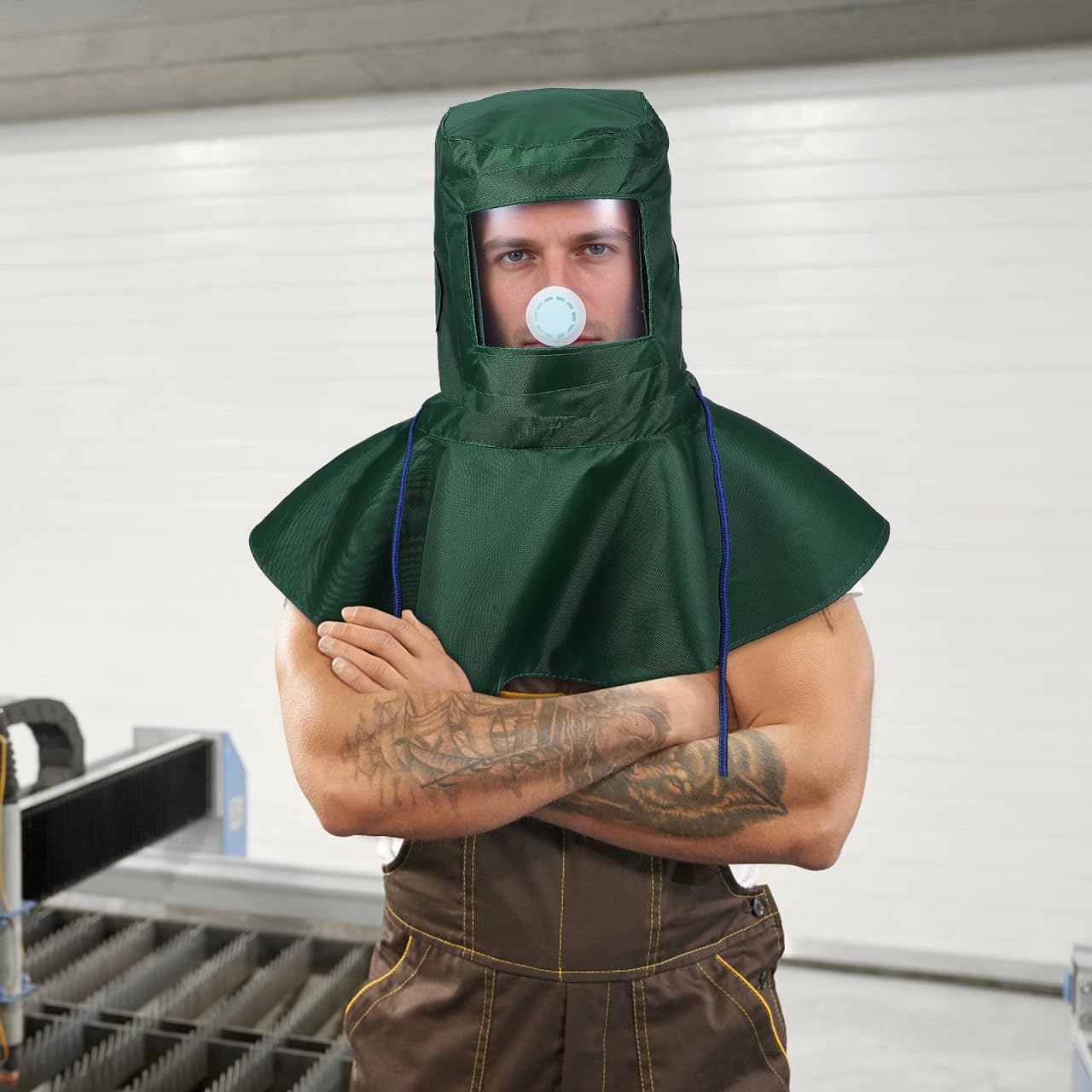HOMSFOU Sandhaubenkappe Strahlhaube Sandhaubenmaske Schutzausrüstung für Sandstrahlgeräte staubschutzmaske schutzweste Gesicht Helm Rostentferner Sandstrahlkappe Sandstrahlmaske