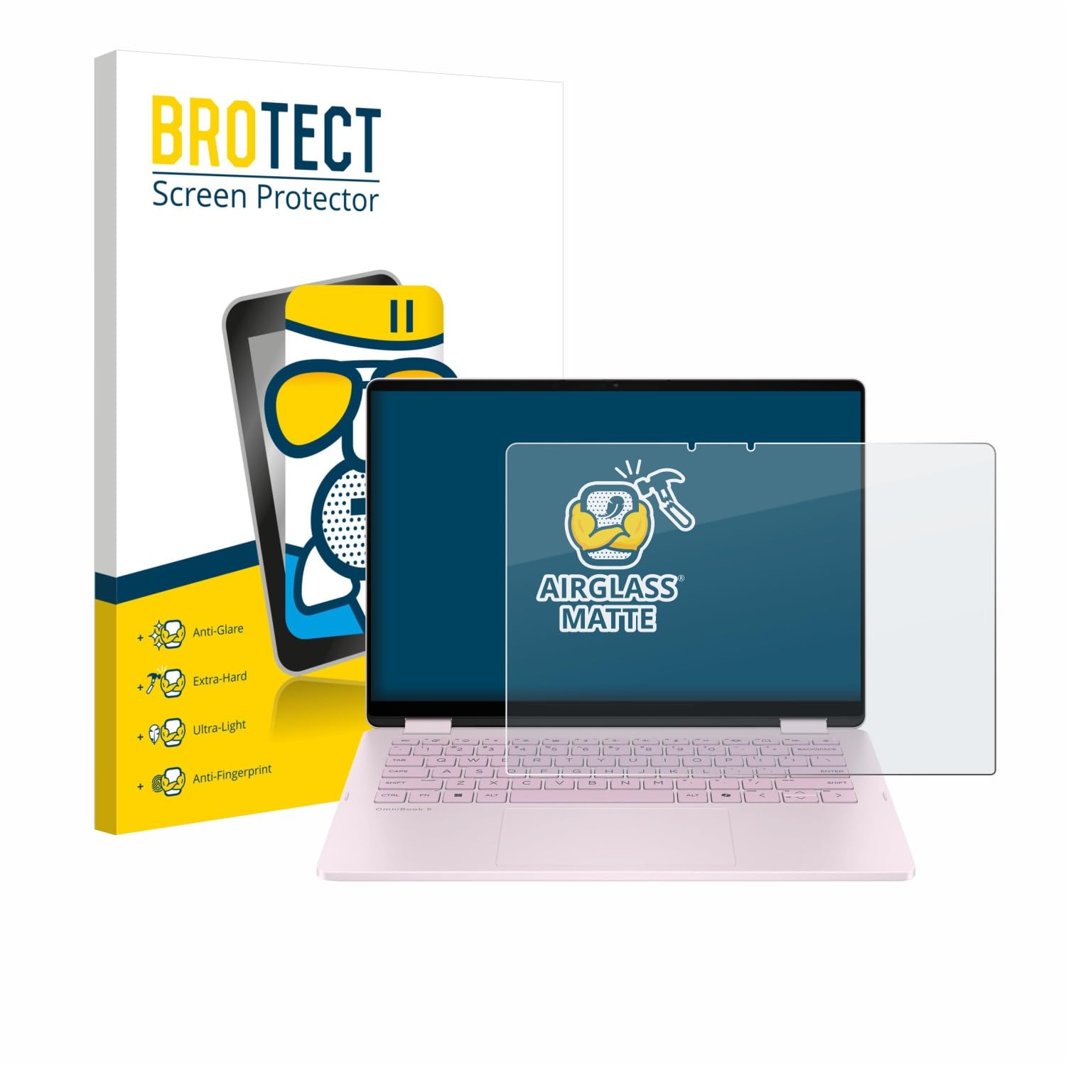 BROTECT Protector Pantalla Mate Cristal para HP OmniBook 5 Flip 14 14-fp0153ng Protección Anti-Reflejos