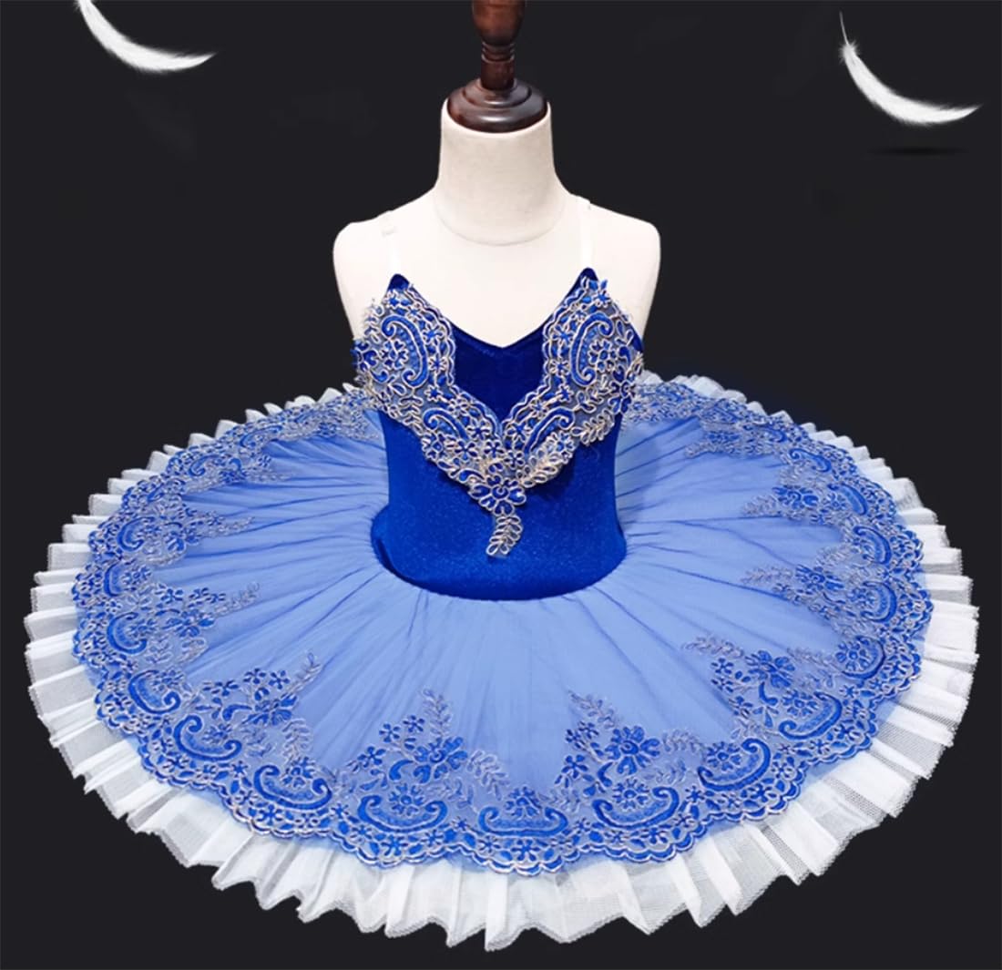 Tutú de Ballet para Niñas Tutú de El Lago de Los Cisnes para Niñas Disfraz de Bailarina para Fiestas Y Bailes Vestido de Ballet para Entrenamiento Y Actuaciones(160Cm)