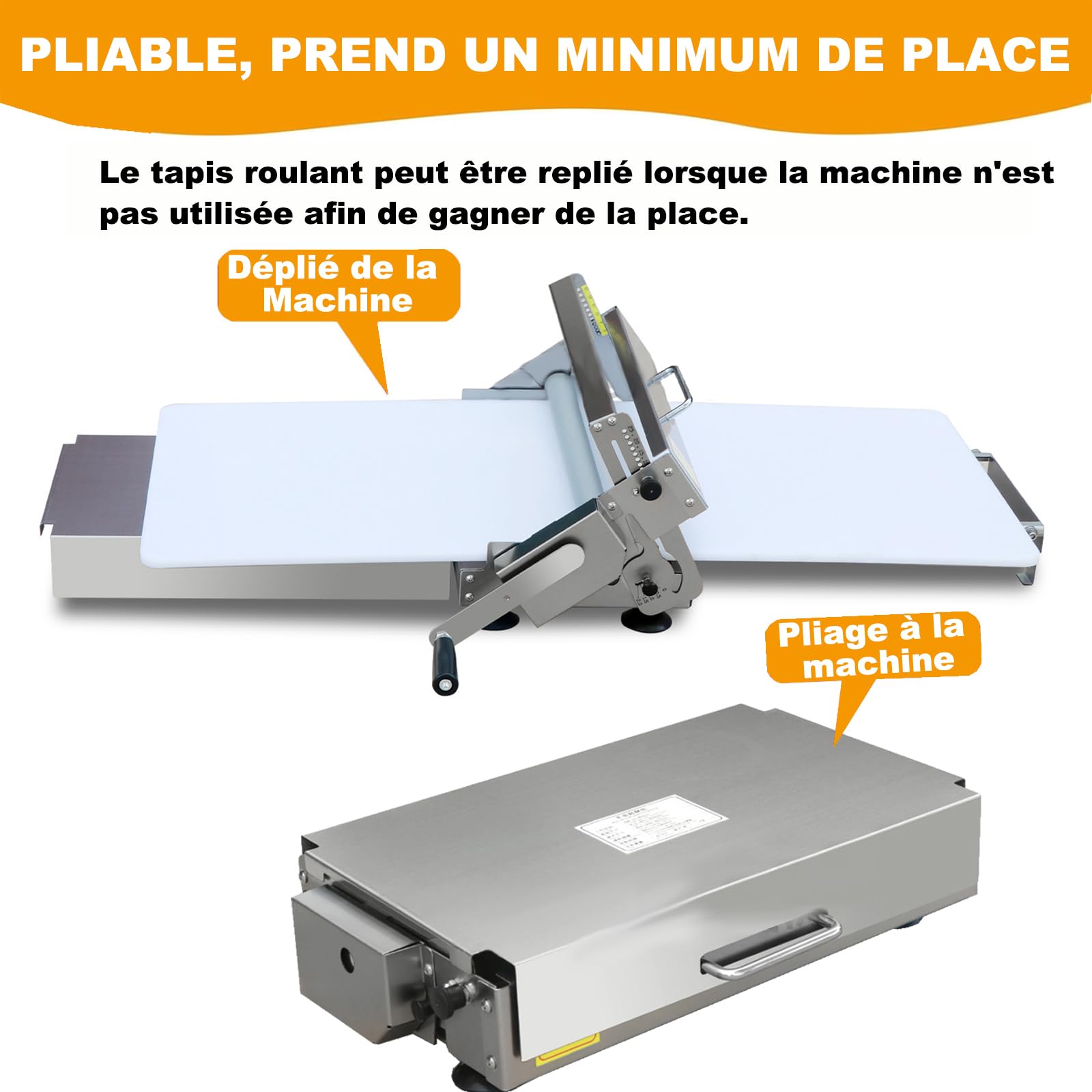 Sfogliatrice Manuale per Pasta, Macchina per Pasta in Acciaio Inox, Spessore della Pressa 0,08"-0,9", per Fondente, Croissant, Pizza e Pasta Sfoglia B400