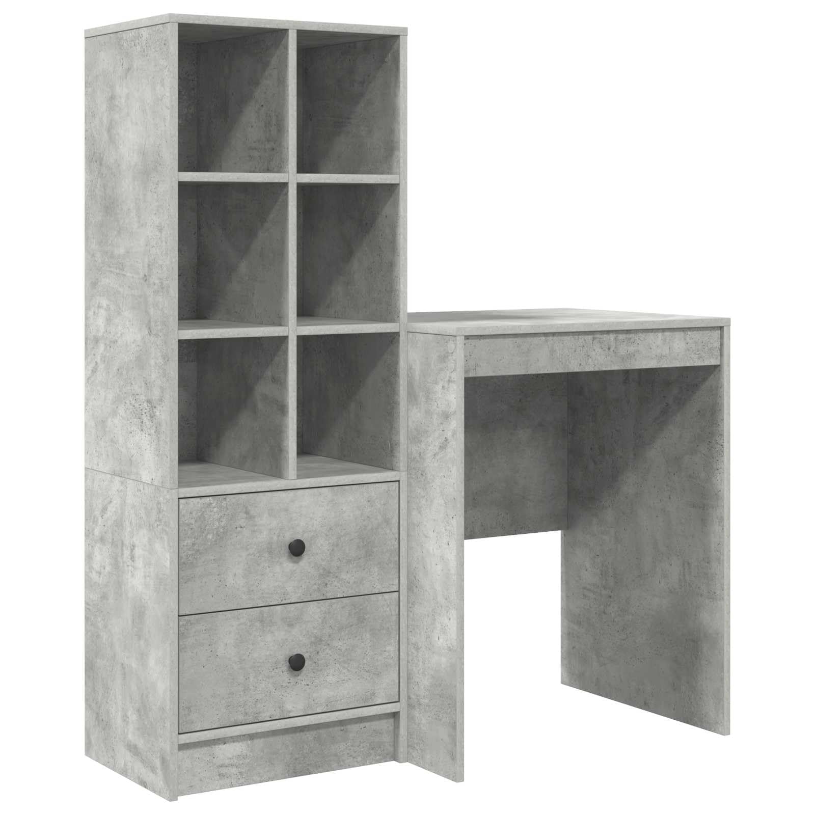 Scrivania in legno di ingegneria con ripiano integrato, marrone, spaziosa superficie per computer e documenti, 2 pezzi, stile moderno per ufficio a casa