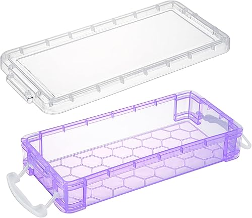 Miniatura 3 de Nicunom Paquete de 8 cajas de plástico para lápices, cajas de lápices de gran capacidad, estuche para lápices para niños, caja de lápices con tapa