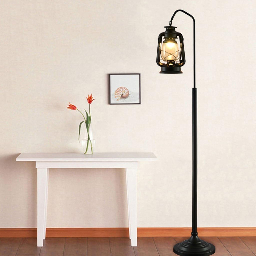 Vintage nostalgic European creative cafe wrought iron lantern kerosene lamps Shade and sturdy base (Color : A)