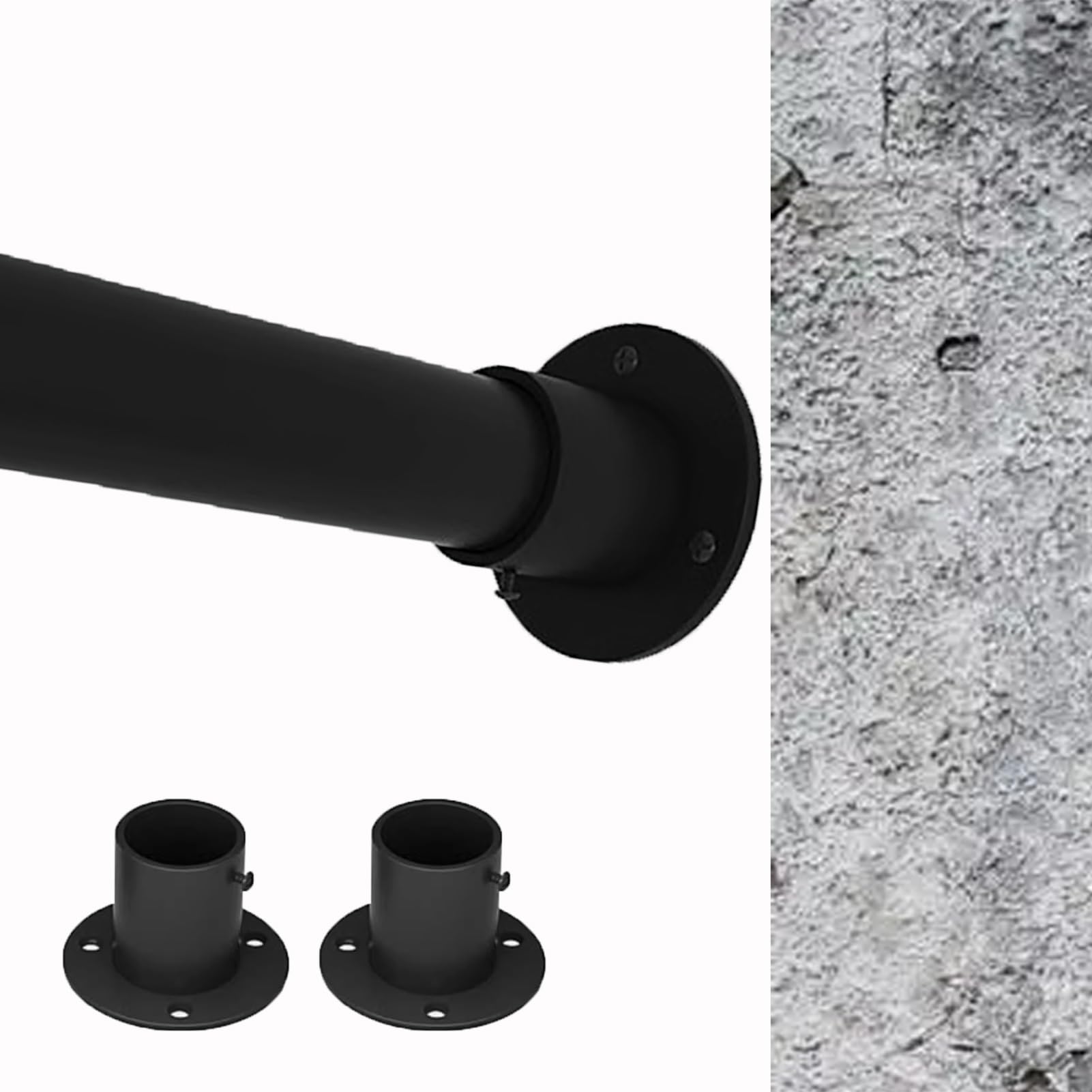 Barra Armario Soporte de Tubo para Armario Extraíble con Superficie mate Esmerilada, Soporte para Barra de Cortina para Guardarropas Que Ahorra Espacio para Apartamentos, Estante para Barra(Black,70-1