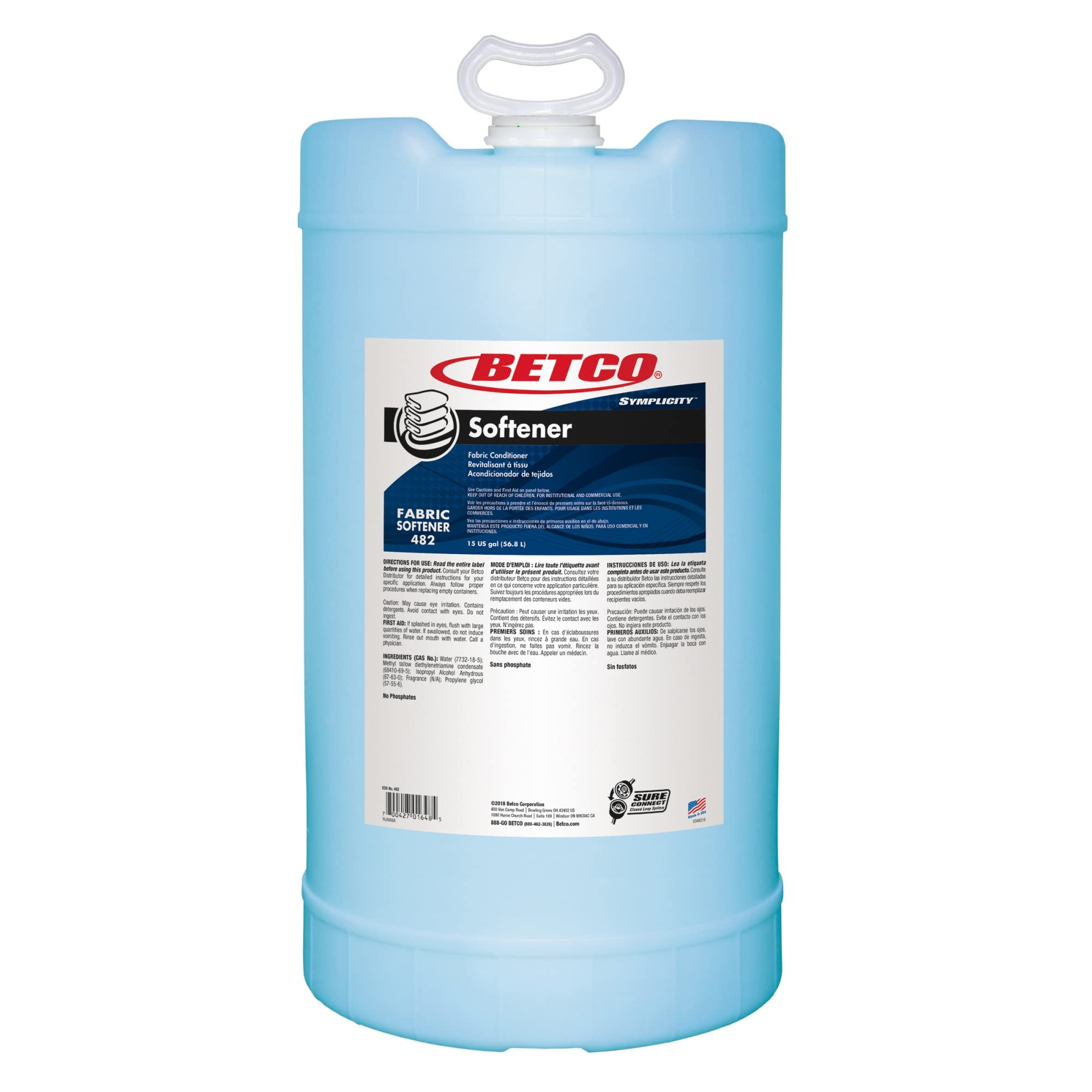 Betco® Symplicity™ Fabric Softener, Fresh Scent, 15 Gallon Bottle