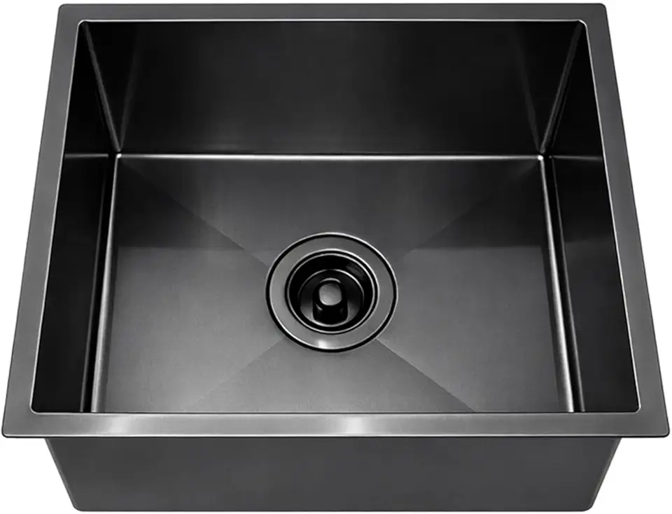 Cuba Gourmet de Cozinha 44x44cm Quadrada Pia de Embutir ou Sobrepor Acompanha Acessórios Premium Aço Inox 304 Escovada Preta Brinovar